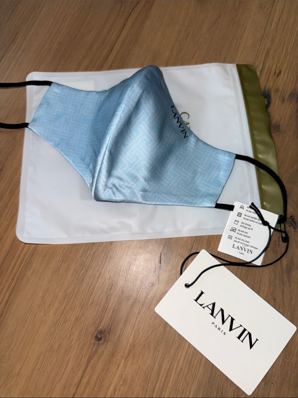 NEW Lanvin Light Blue Face Mask 100% Silk